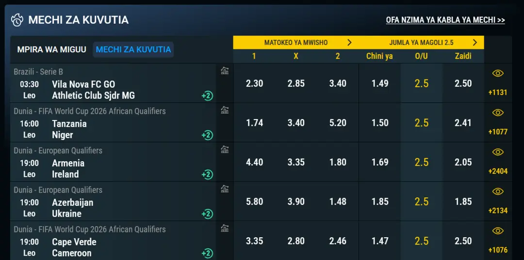 Meridianbet Tanzania Screenshot